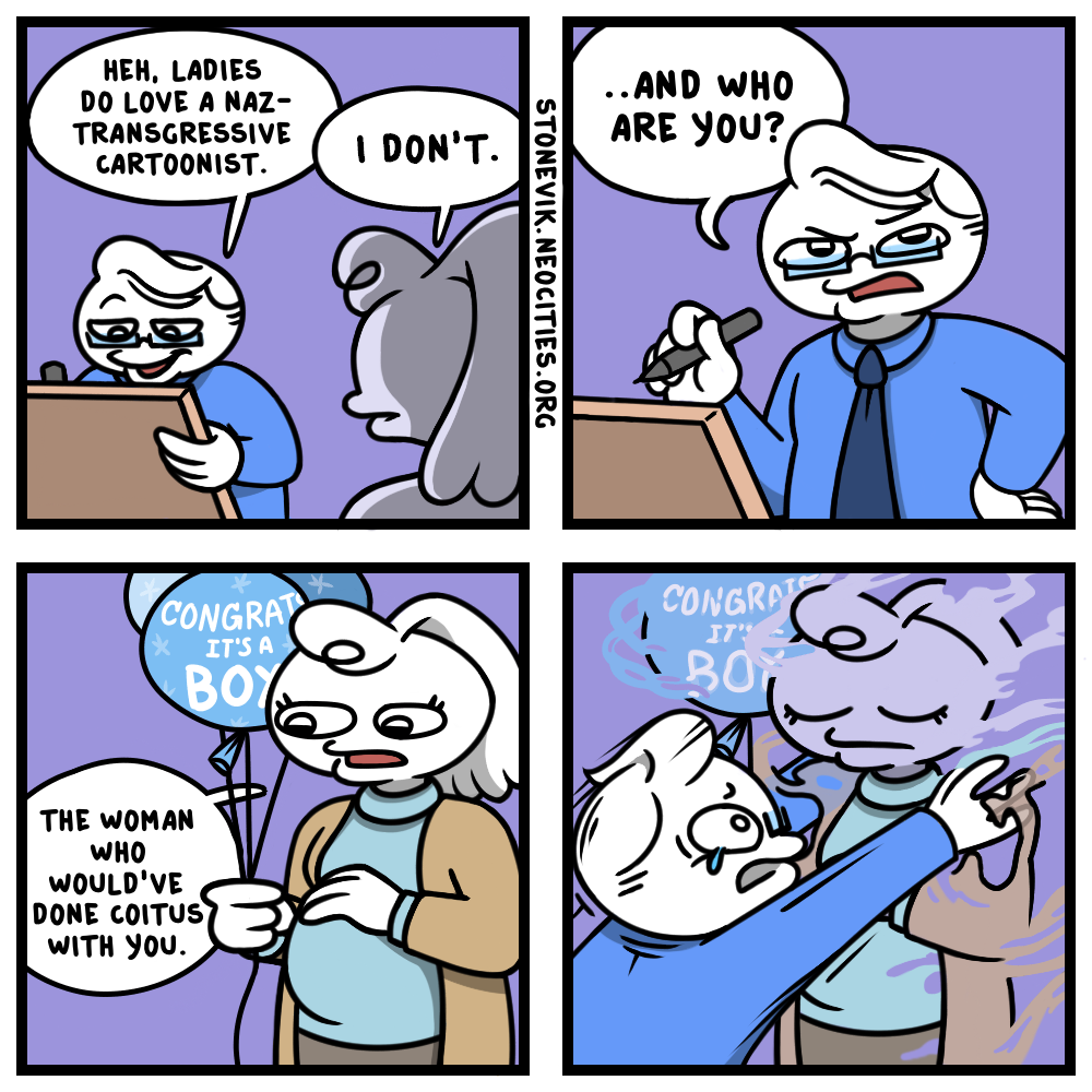 stonevik comic parodying a deleted stonetoss comic